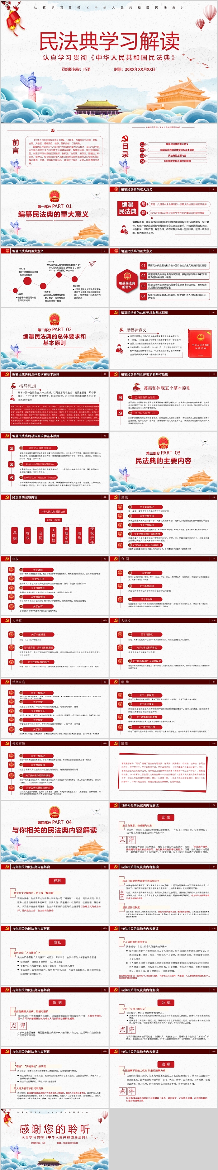 民法典学习解读认真学习贯彻《中华人民共和国民法典》ppt课件