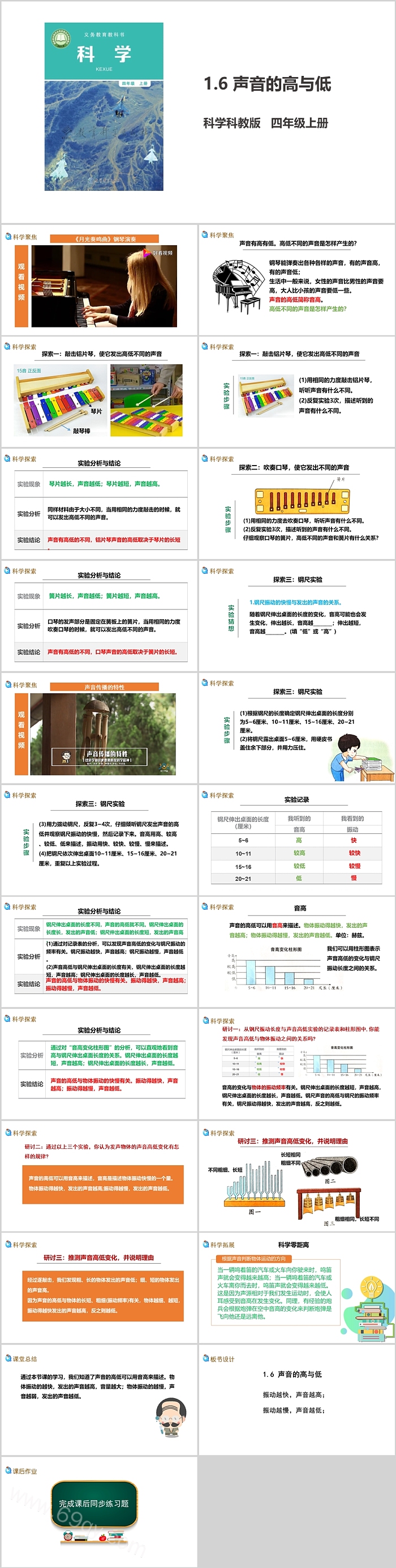 小学科学教科版四年级上册《声音的高与低》科学ppt课件