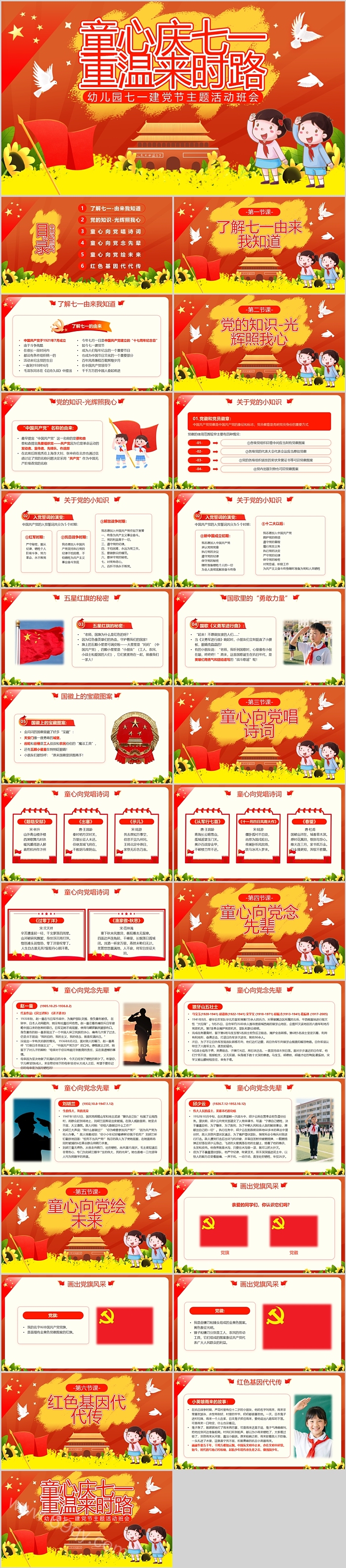 童心庆七一重温来时路幼儿园七一建党节主题活动班会ppt课件