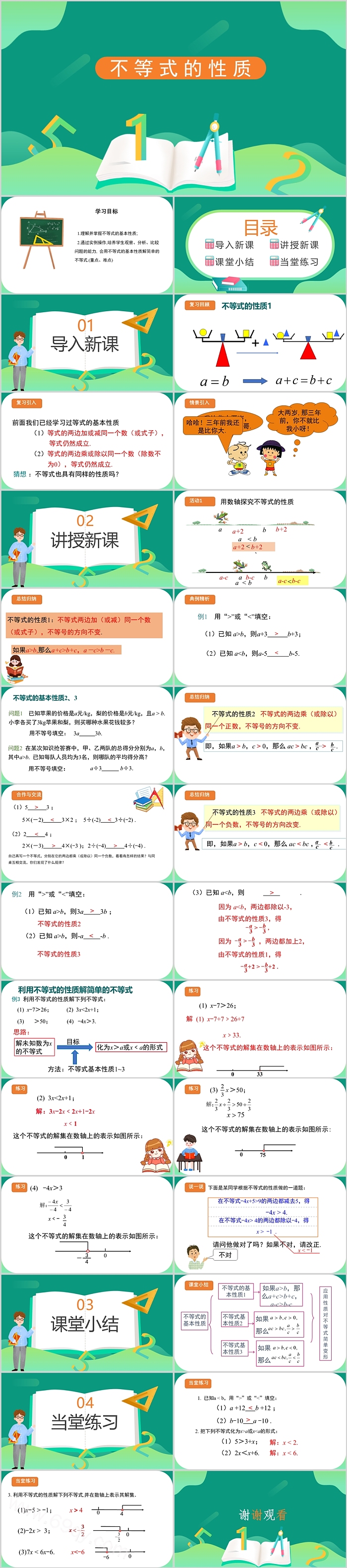 人教版初一七年级下册数学《不等式的性质》教学ppt课件