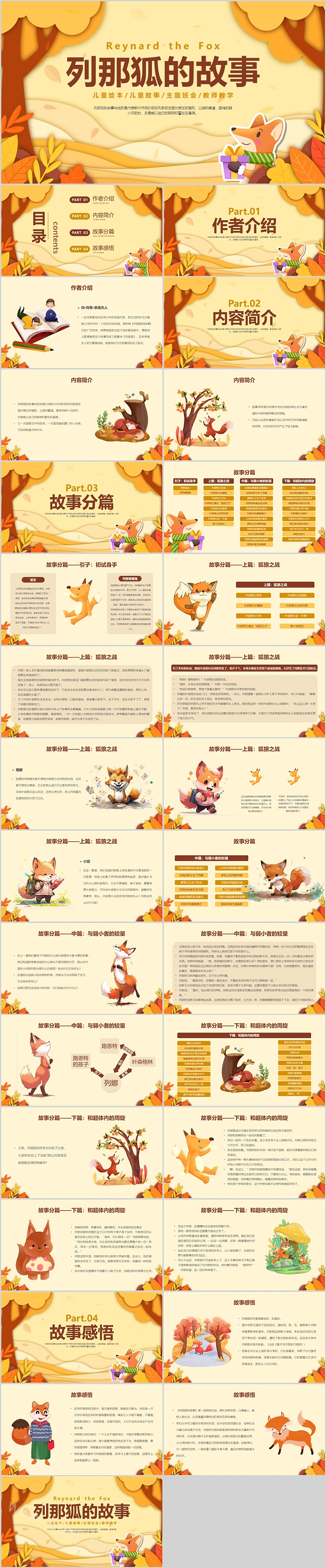 统编版幼儿园儿童名著《列那狐的故事》绘本故事ppt课件