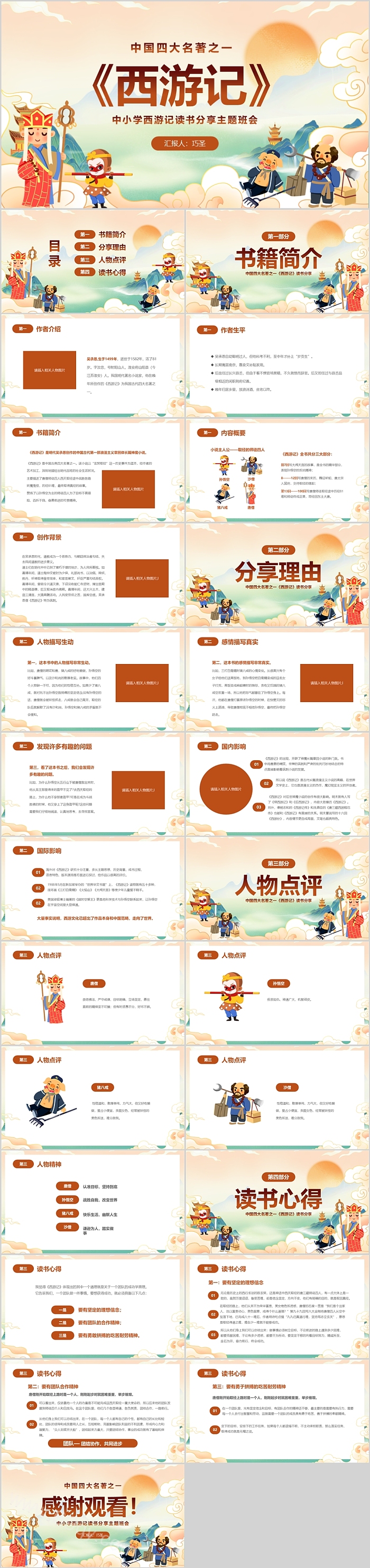 中国四大名著之一 《西游记》读书分享PPT课件