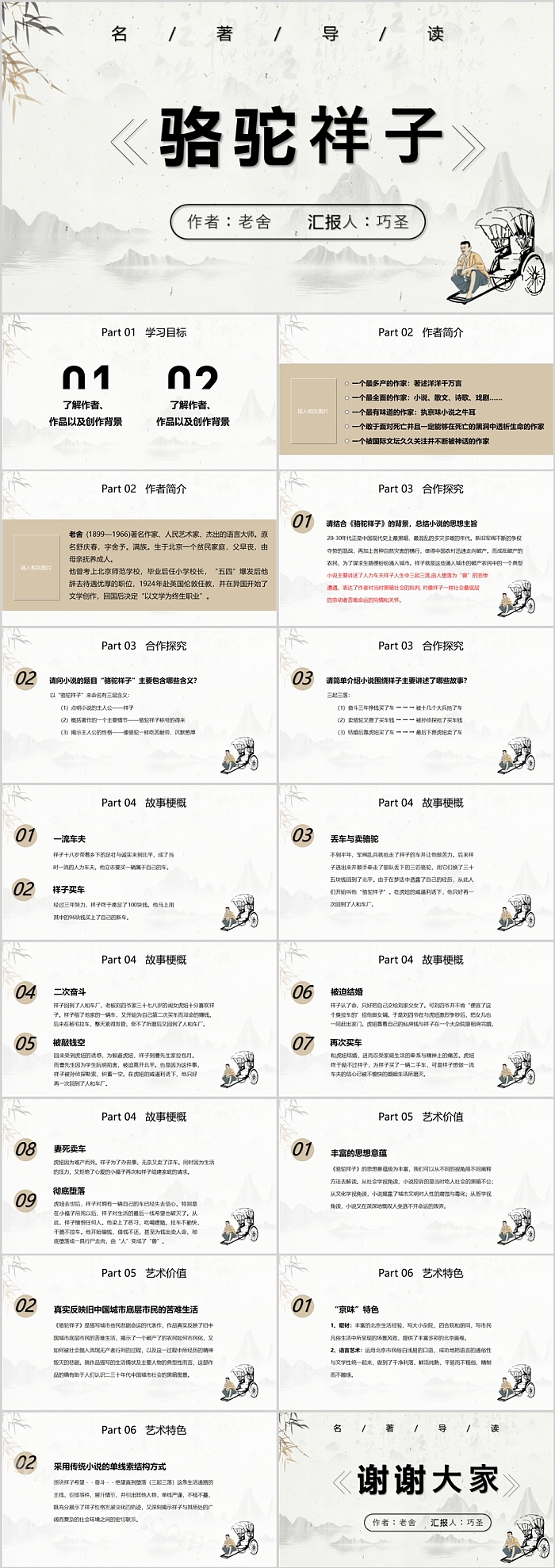 儿童优秀长篇小说《骆驼祥子》读书分享会PPT课件