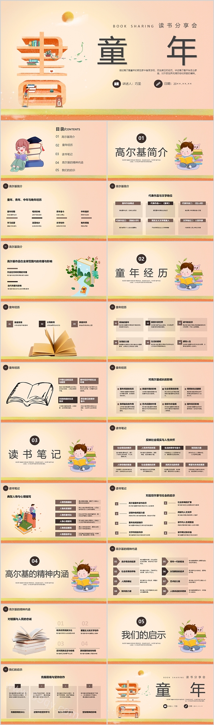中国风好书推荐读后感《童年》读书分享会PPT课件