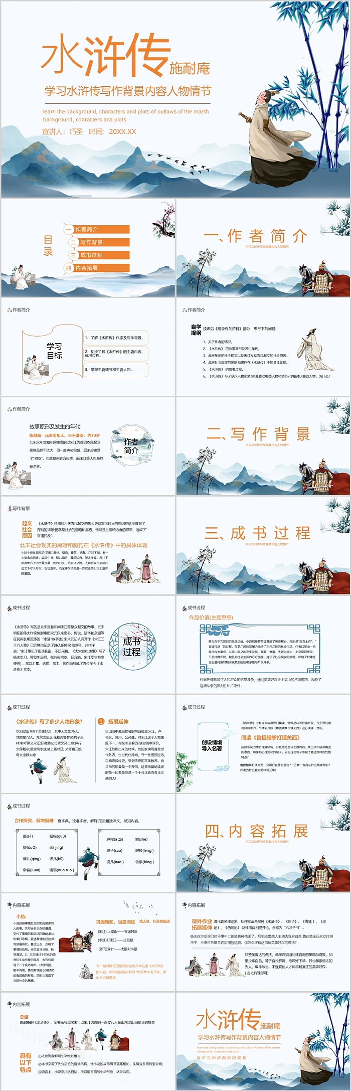 中国经典四大名著《水浒传》读书分享会PPT课件