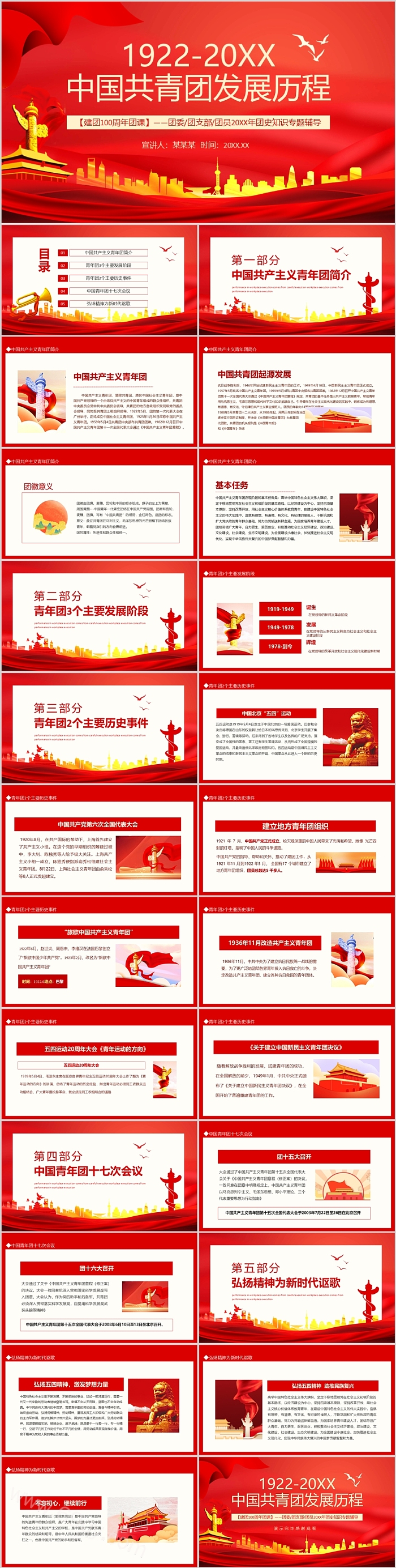 1922建团100周年团史知识中国共青团发展历程团课ppt课件
