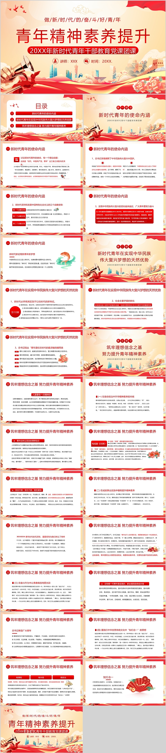 青年精神素养提升新时代青年干部教育党课团课培训ppt课件