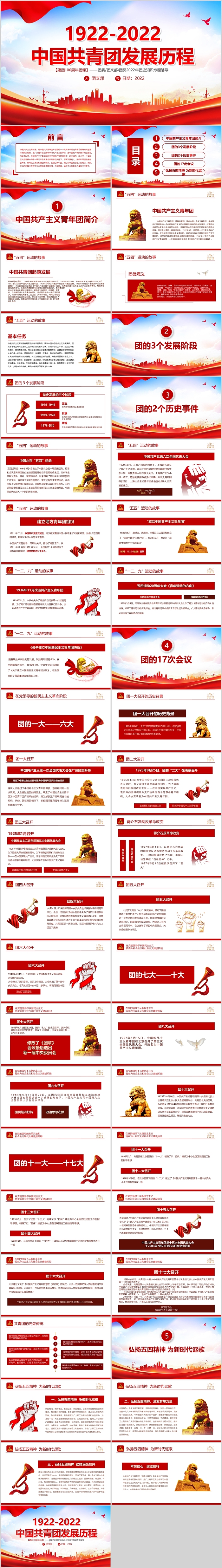 完整内容红色主题中国共青团发展历程团章团课ppt课件