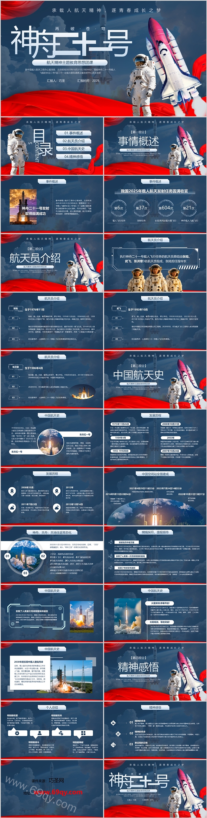 科技风神州二十一号航天精神主题教育思想团课主题班会ppt课件