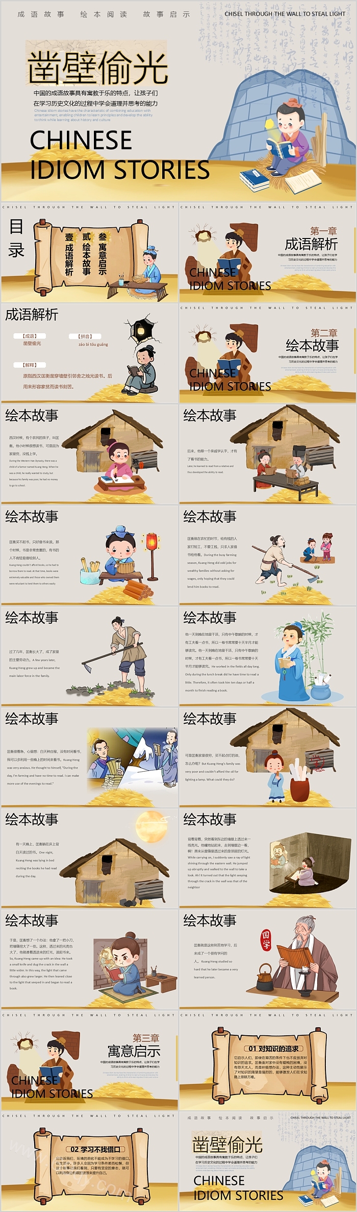 幼儿园小学《凿壁偷光》成语故事分享ppt课件