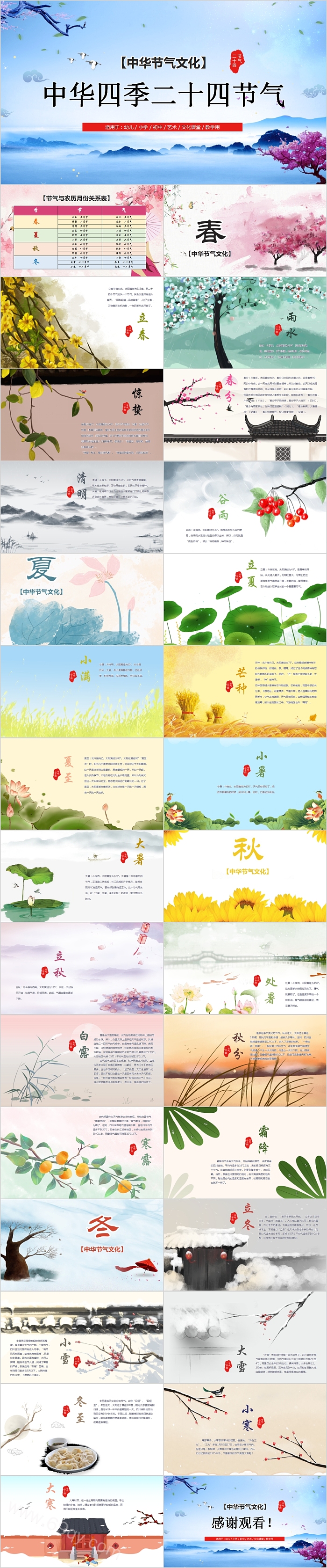精美简约中华四季二十四节气PPT模板