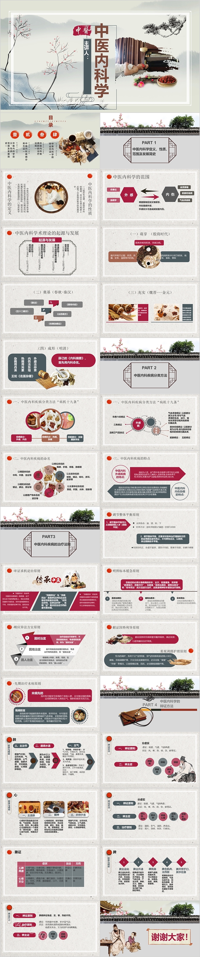 中国风中医文化内科学模板