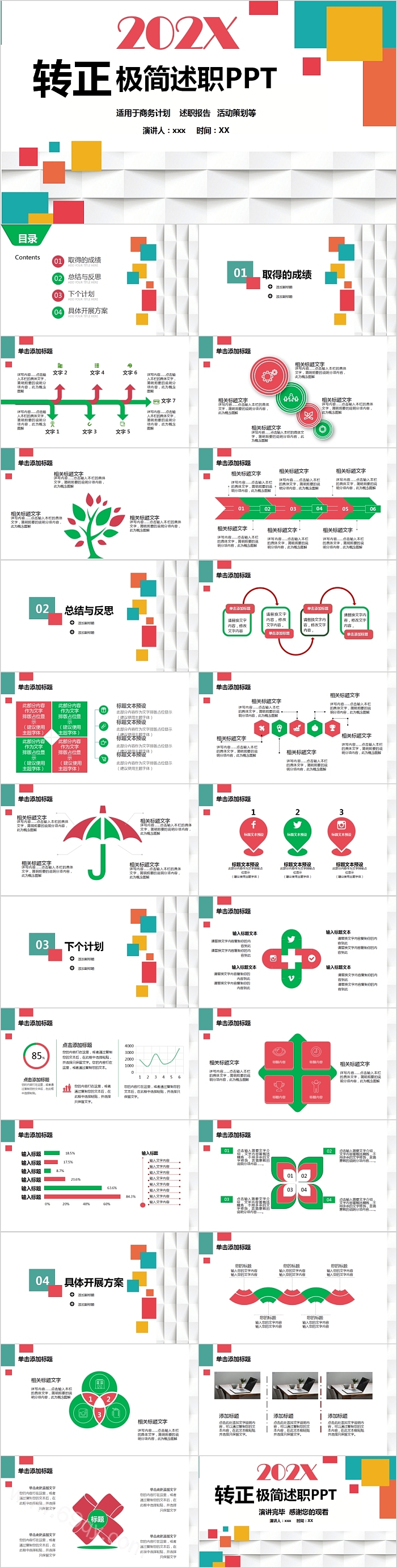 极简转正述职报告PPT模板