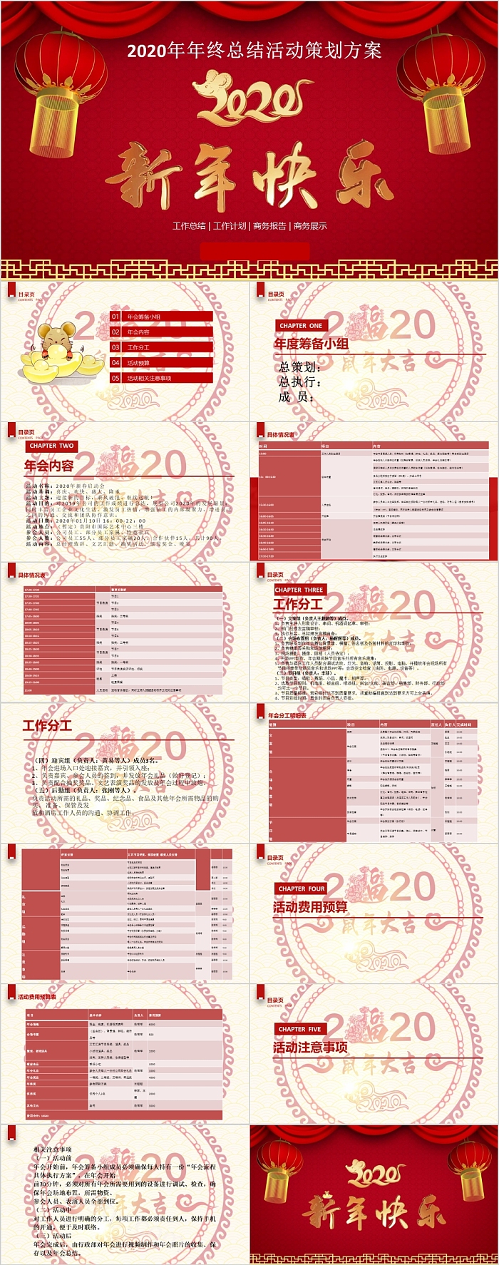 红色大气新年快乐年终总结活动策划