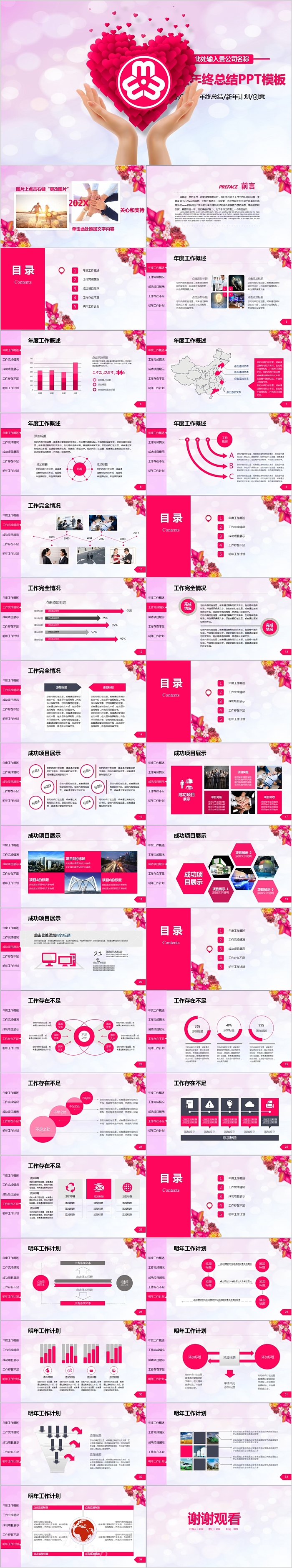 简约花卉工作汇报年终总结PPT模板