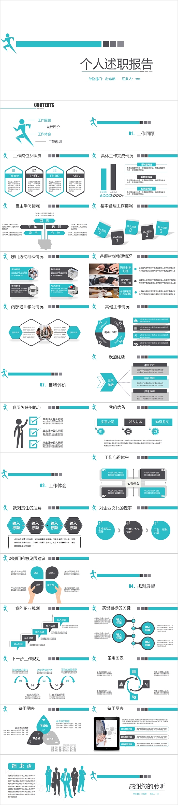 通用大气实用个人述职报告PPT模板