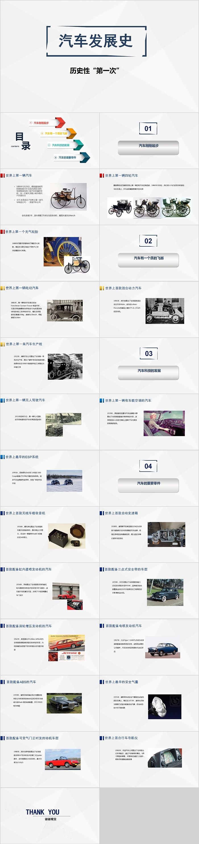 简约清新汽车发展史PPT模板