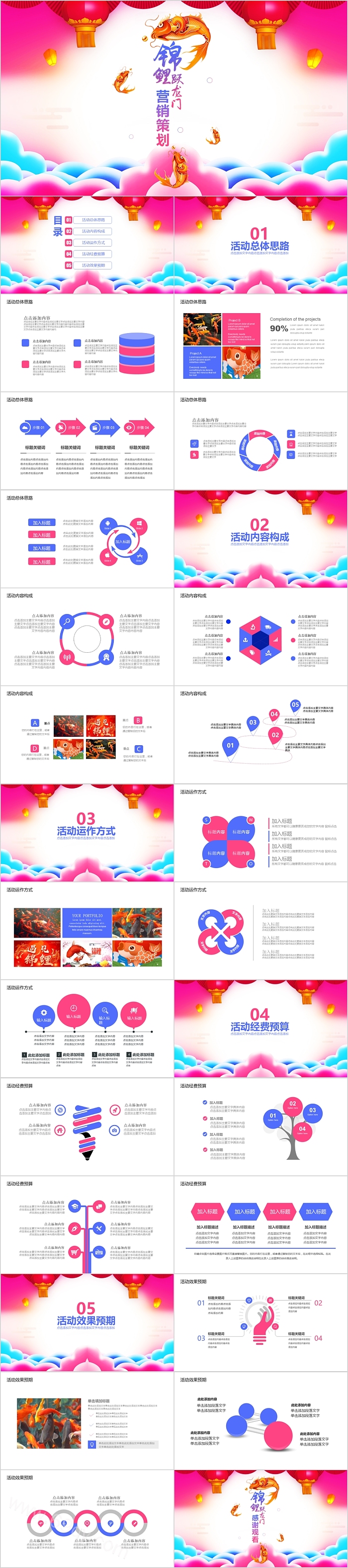 锦鲤越龙门公司企业营销策划PPT模版