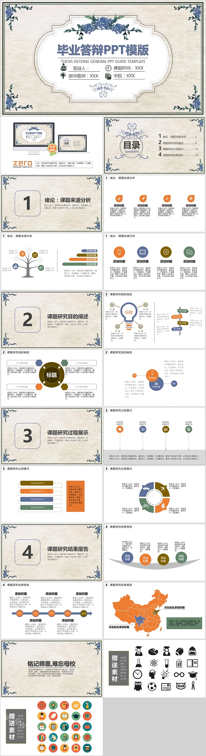 古典精致毕业答辩PPT模版