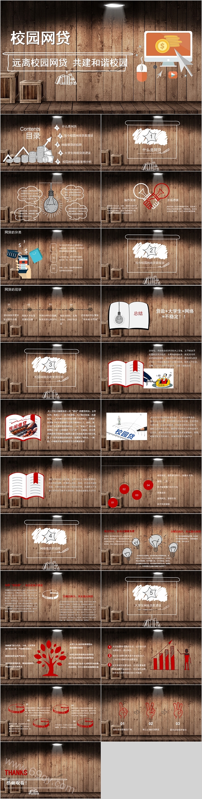 远离校园网贷共建和谐校园PPT模板