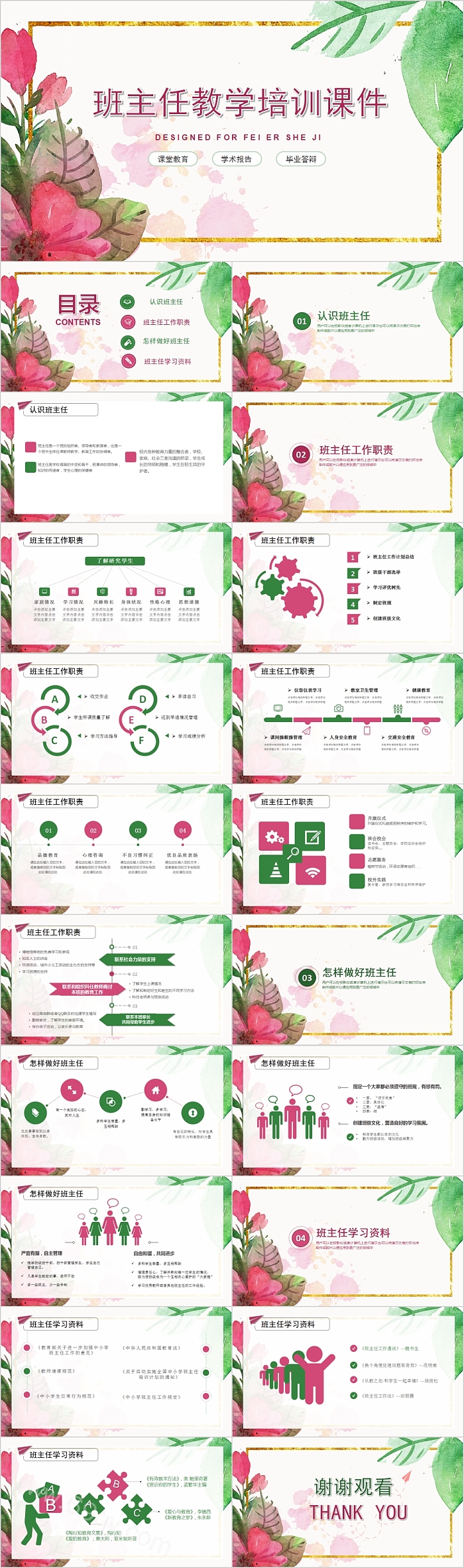 简约清新班主任教学培训课件PPT