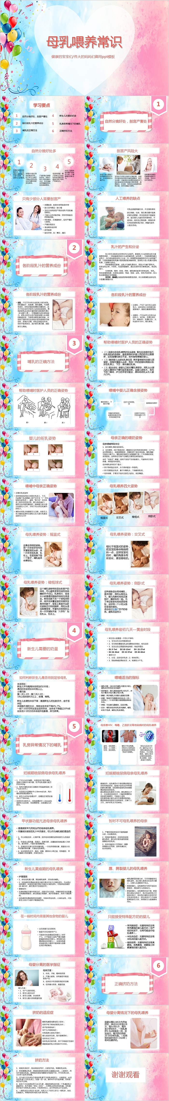 清新气球母乳喂养知识PPT模板