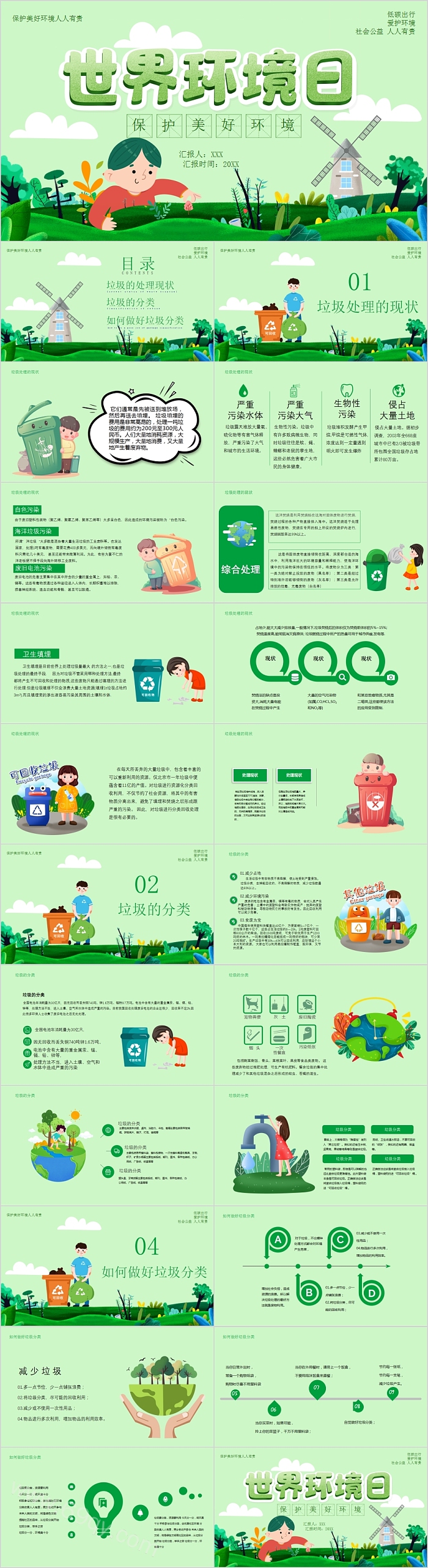 绿色清新世界环境日PPT模板