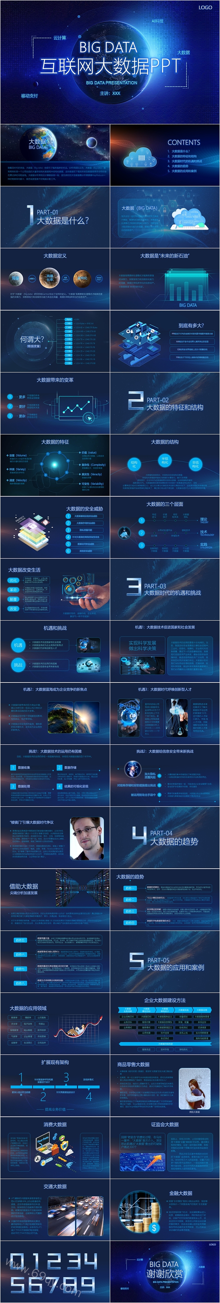 简约高端时尚互联网大数据PPT模板