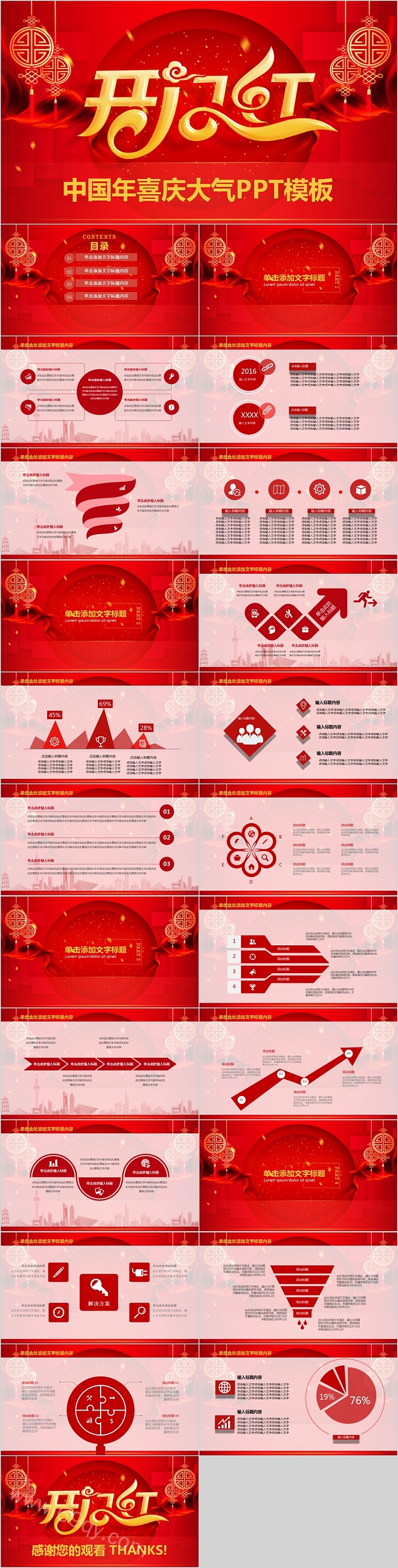 中国年喜庆大气年终总结表彰大会颁奖典礼PPT模板