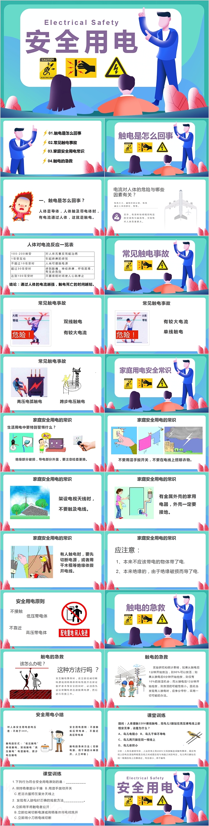 简约卡通安全用电专业技术培训PPT模板
