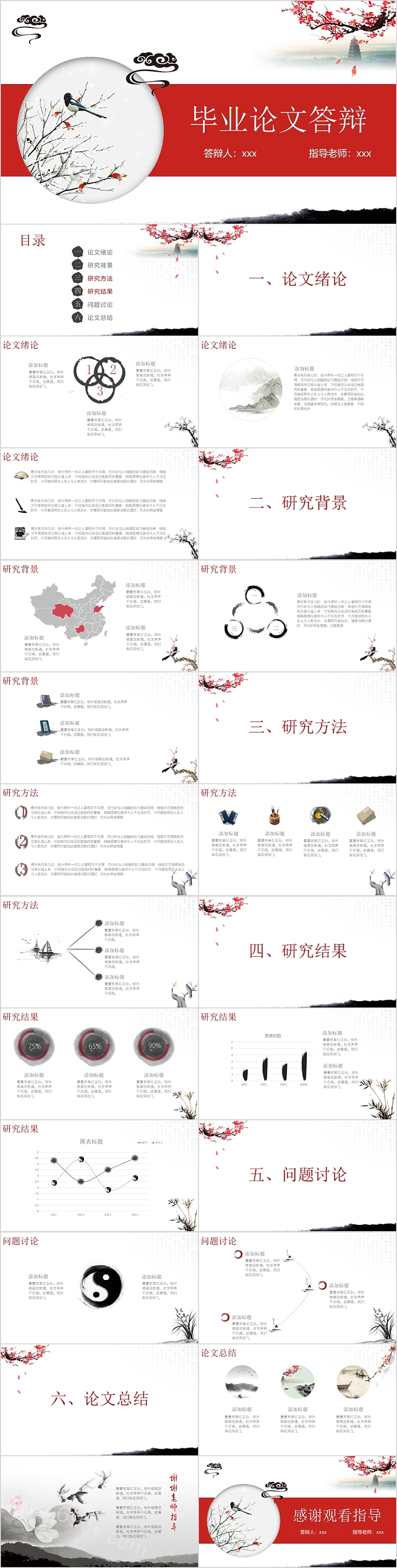 中国风毕业论文答辩模板PPT