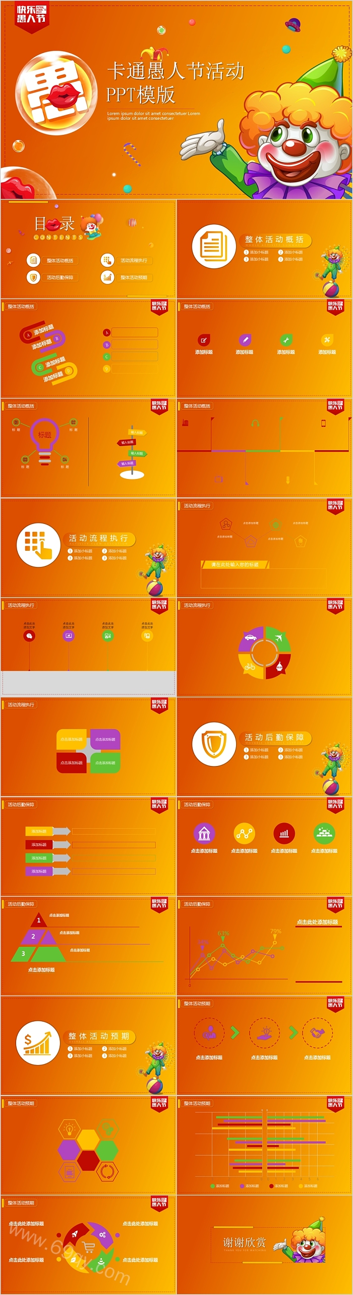 卡通愚人节活动PPT模版