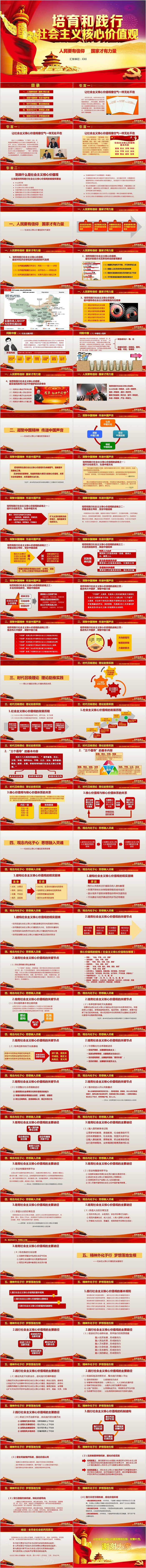 红色培育和践行社会主义核心价值观PPT模板