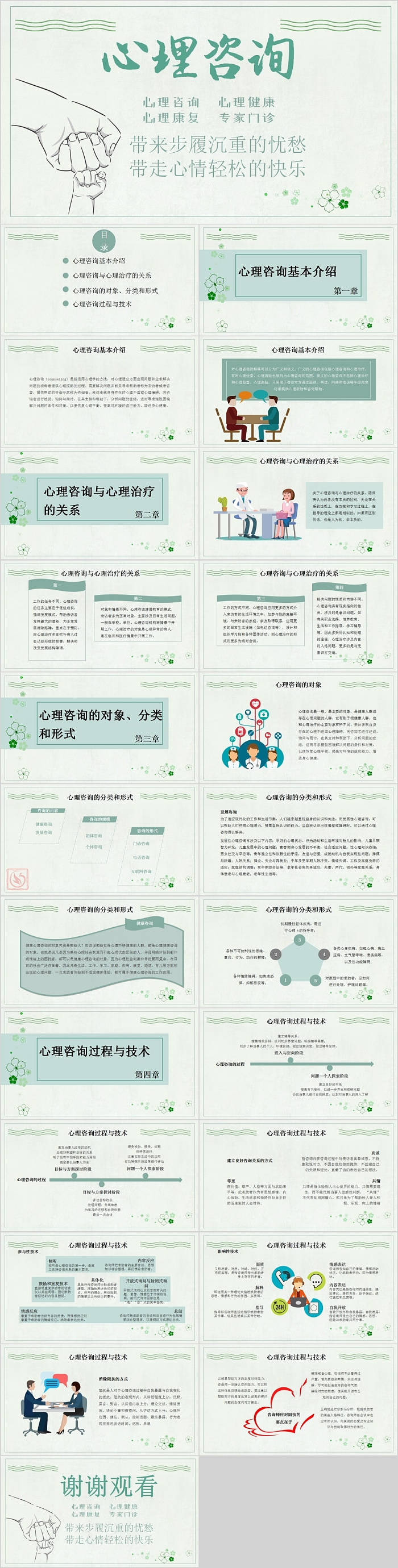简约心理咨询心理教育主题模板