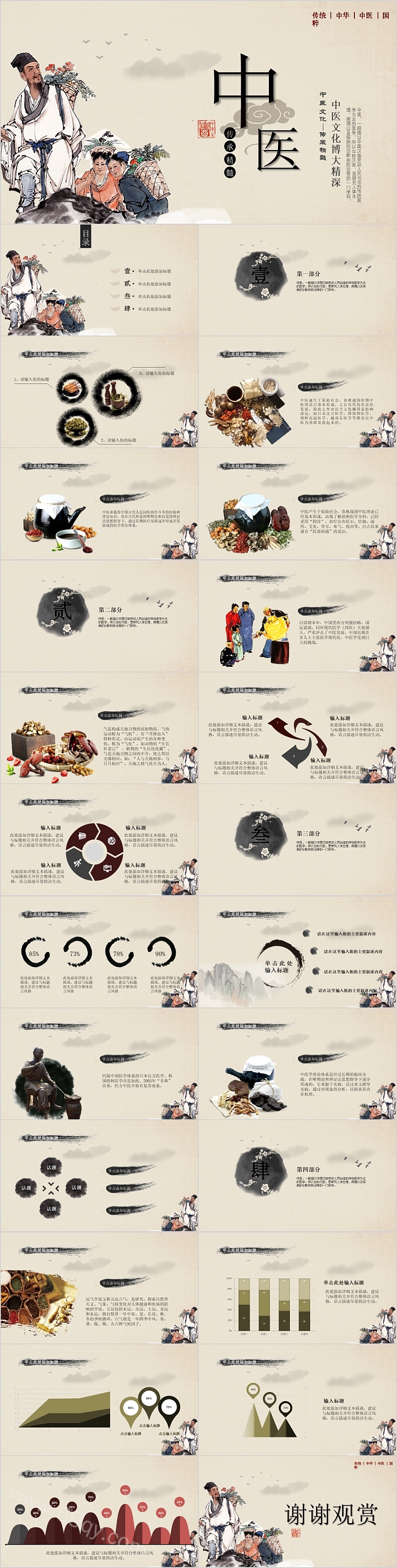 中国风传统文化介绍中医模板