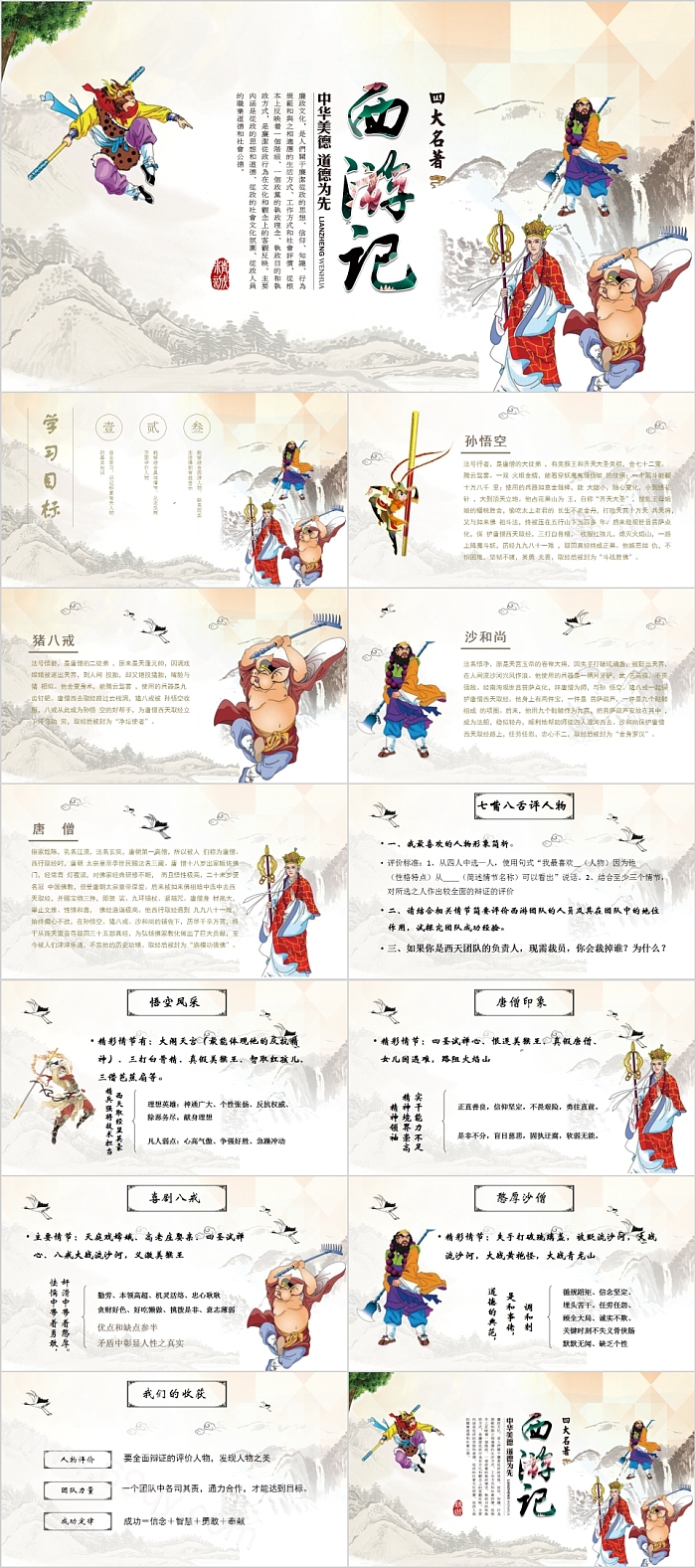 实用中国经典文学四大名著西游记名著导读读书分享PPT课件