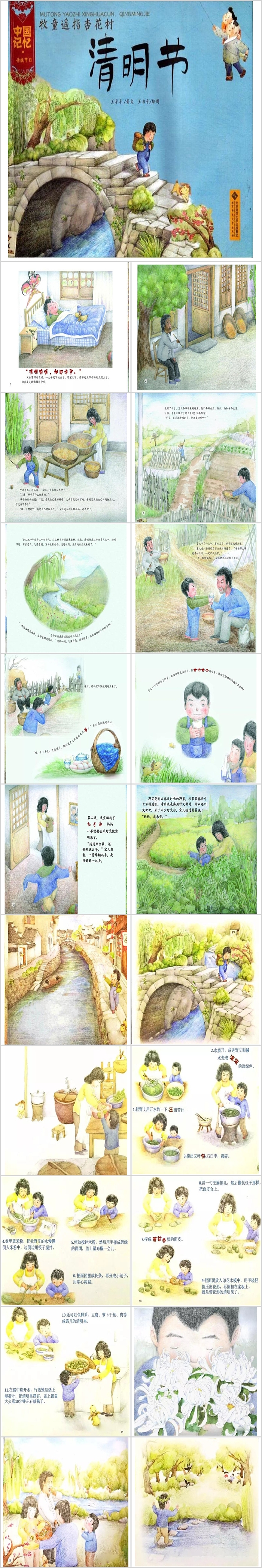 经典卡通幼儿园中国传统节日《清明节》绘本故事PPT课件