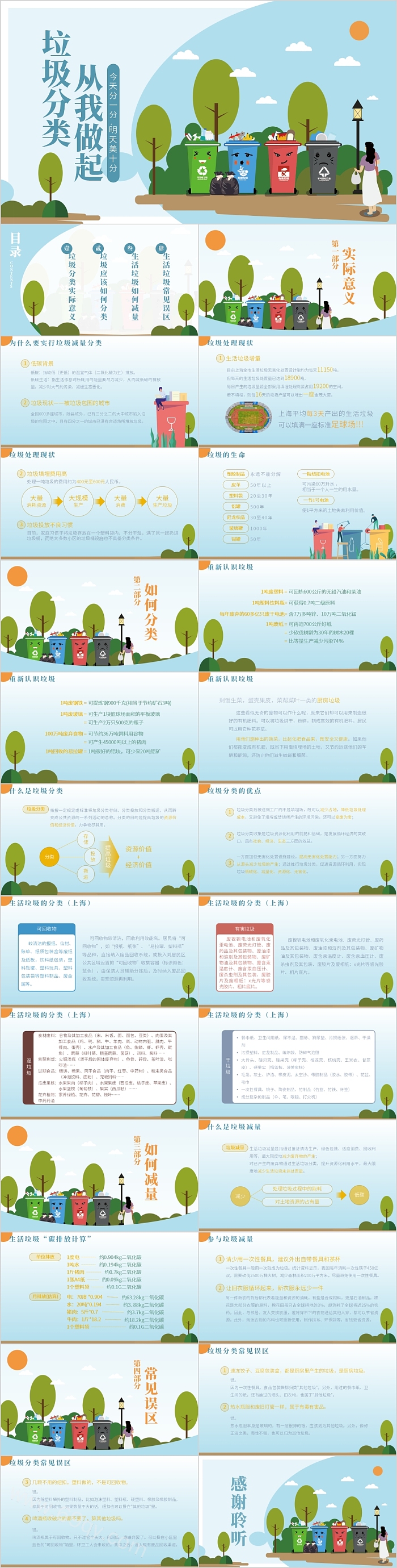垃圾分类从我做起垃圾分类主题PPT模板