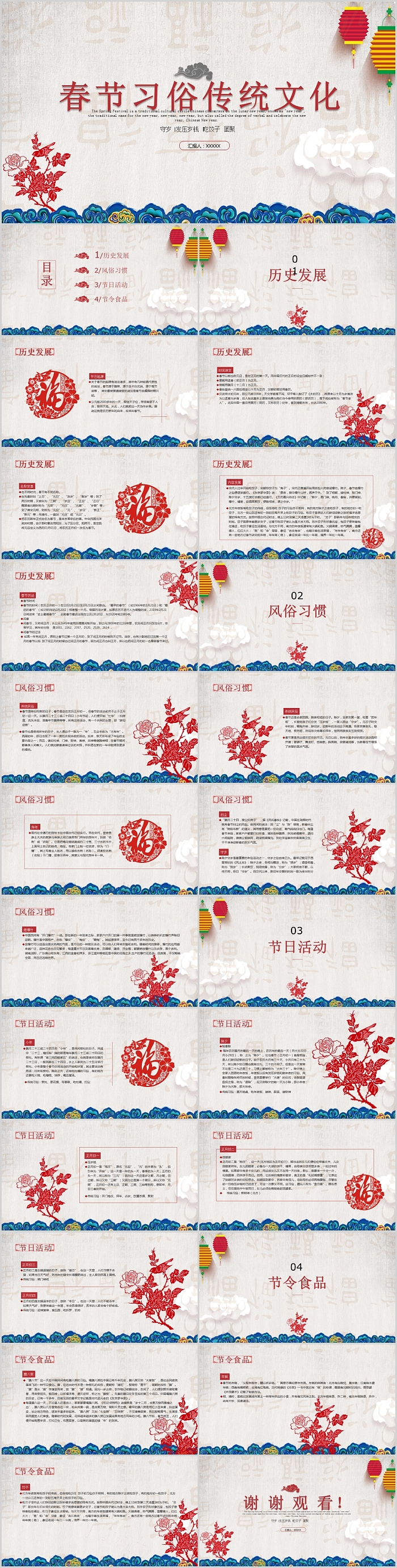 中国民俗节日介绍新年春节习俗传统文化介绍PPT模板
