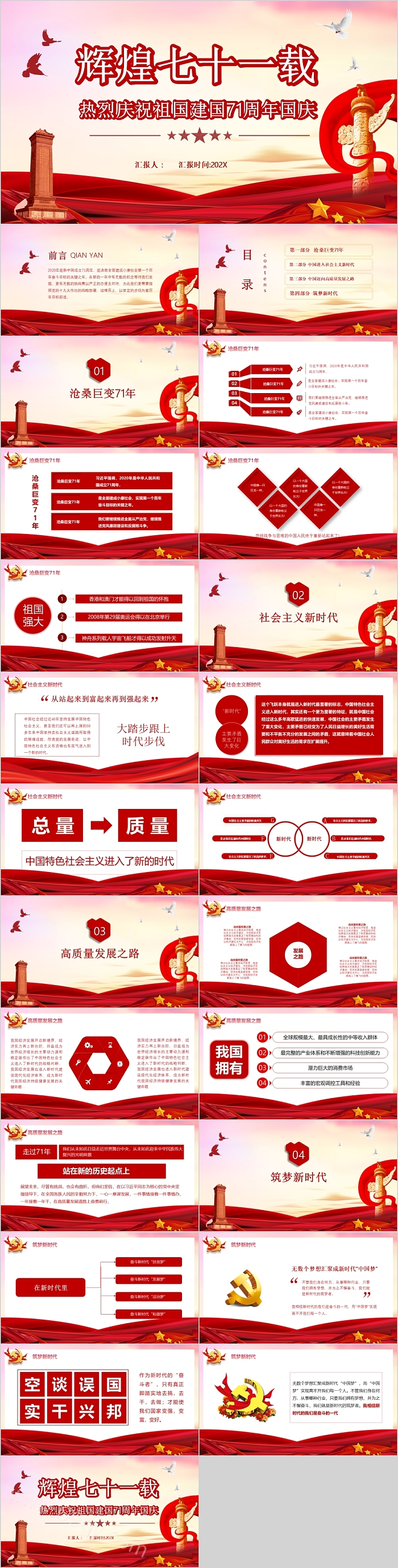 辉煌七十一载热烈庆祝祖国建国71周年党课PPT