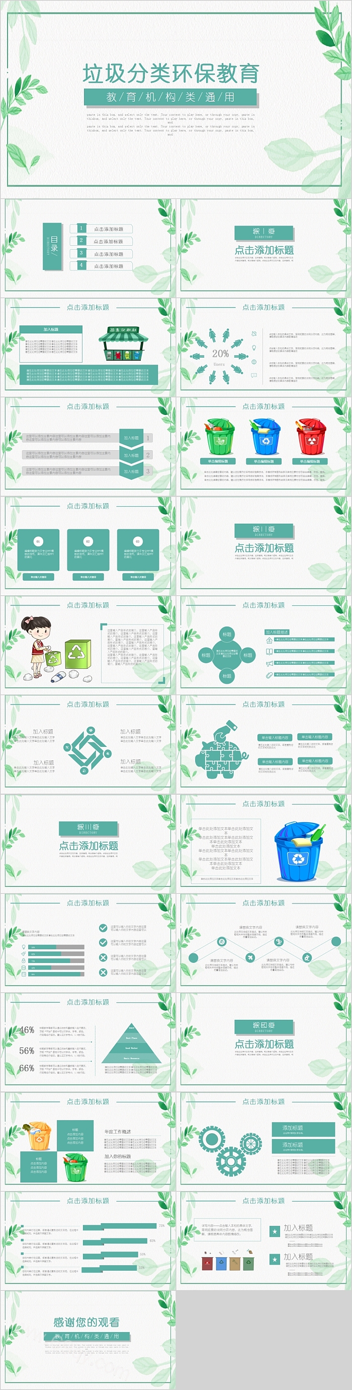 垃圾分类环保教育PPT模板