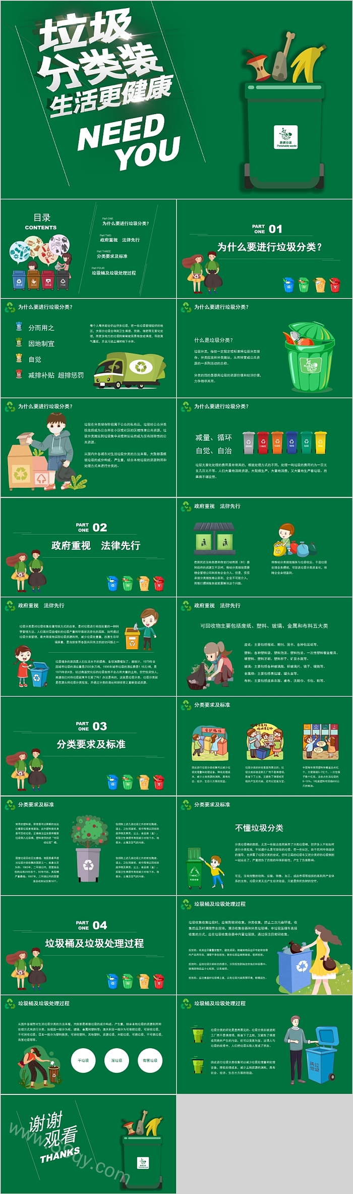 保护环境垃圾分类装生活更健康PPT模板