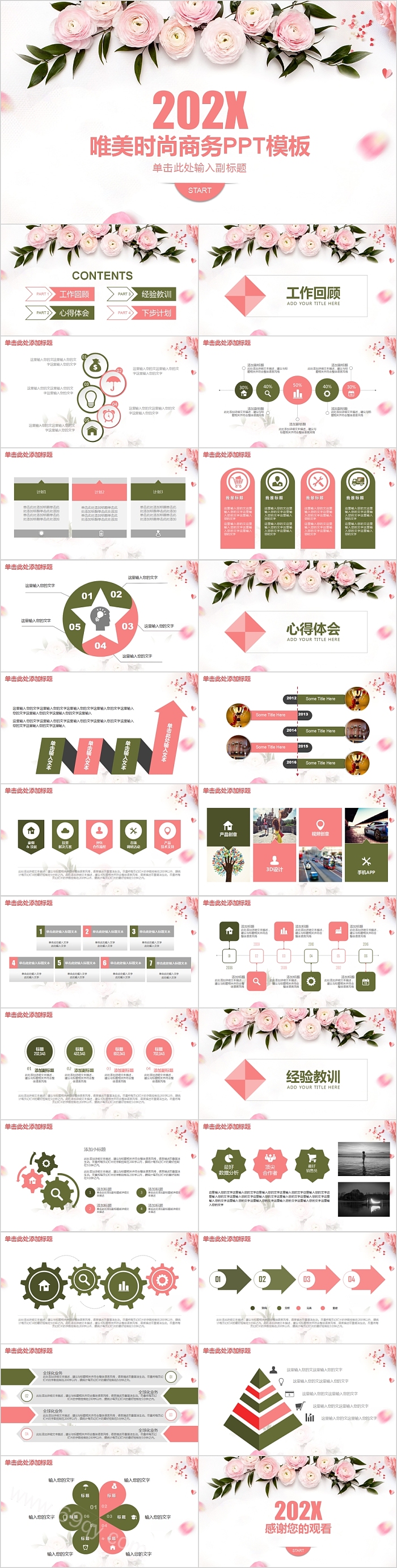 唯美时尚商务总结汇报PPT模板