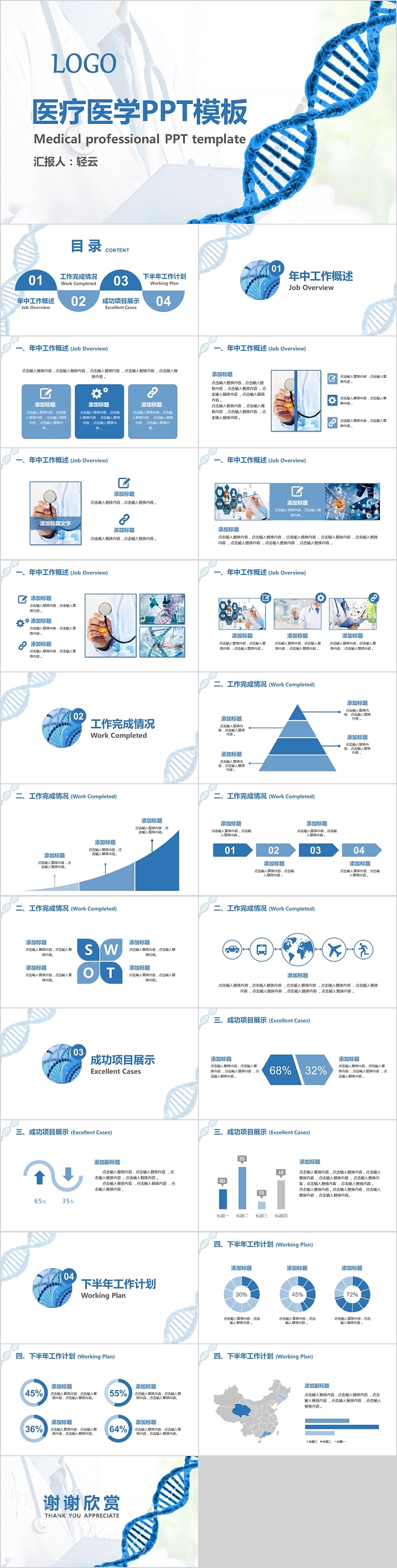 简约风医学护理医疗医学PPT模板