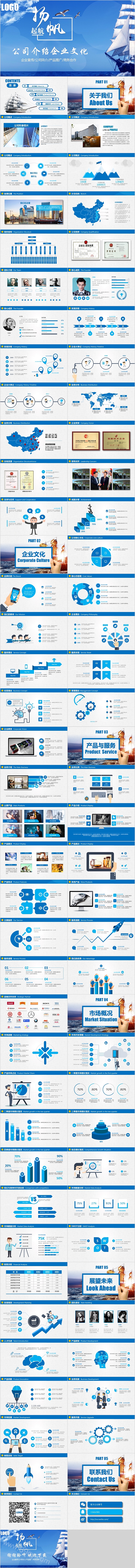 简约蓝色公司介绍企业文化PPT模板