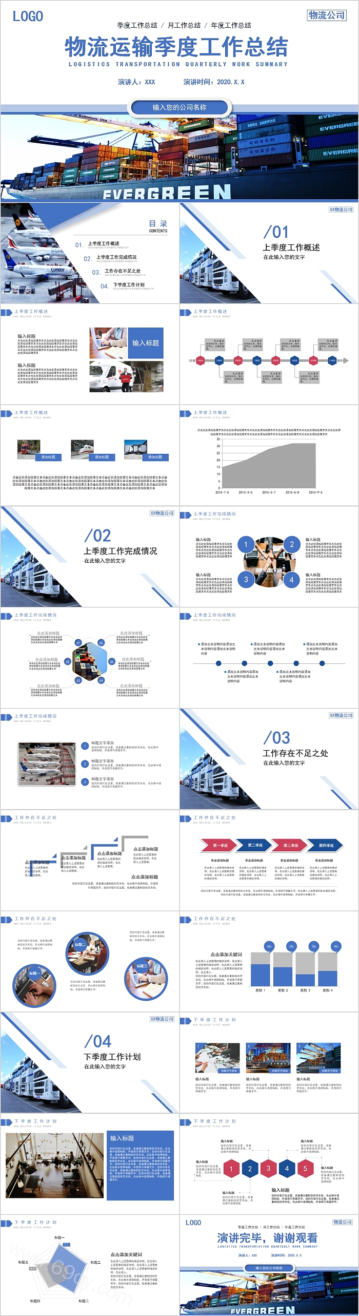 物流运输季度工作总结PPT模板