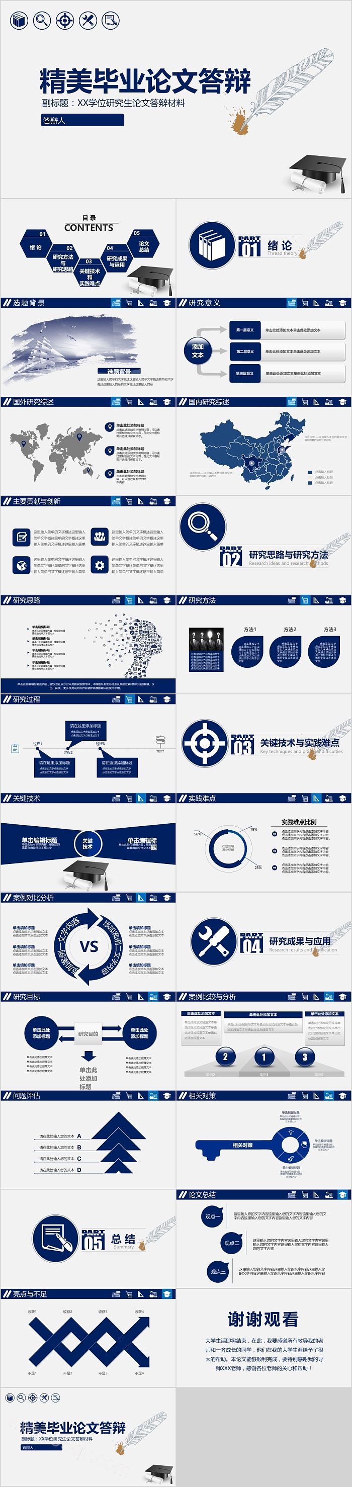 蓝白双色精美毕业论文答辩