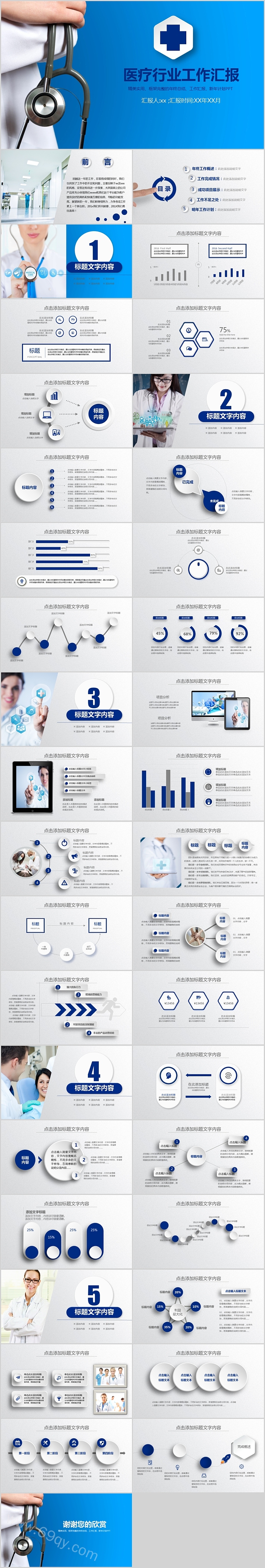 框架完整精美实用医疗行业工作汇报PPT模板