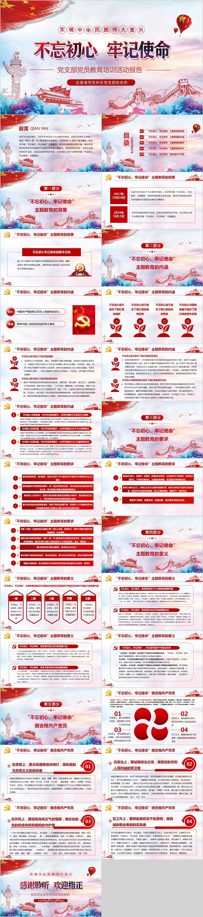 不忘初心牢记使命党员教育培训活动报告主题教育微党课第二批不忘初心PPT