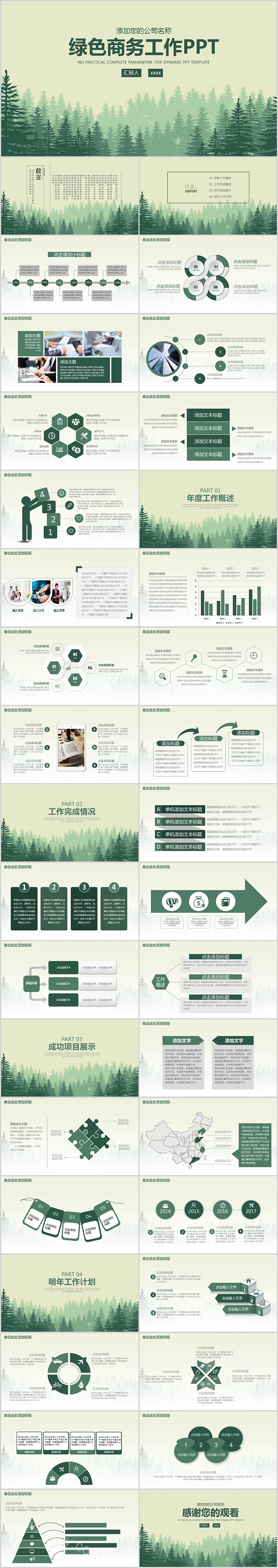 绿色商务工作总结汇报PPT